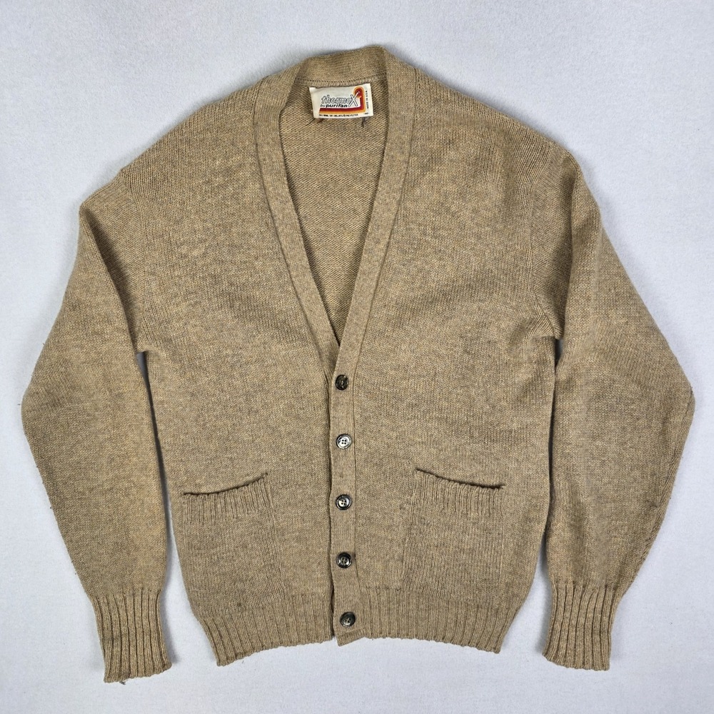 VTG 70s Puritan Kurt Cobain Sweater Mens Medium Cardigan Thermal X Wool Blend